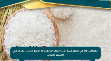 انخفاض حاد في سعر كيلو الأرز اليوم الأربعاء 30 يوليو 2025.. تعرف على السعر الجديد